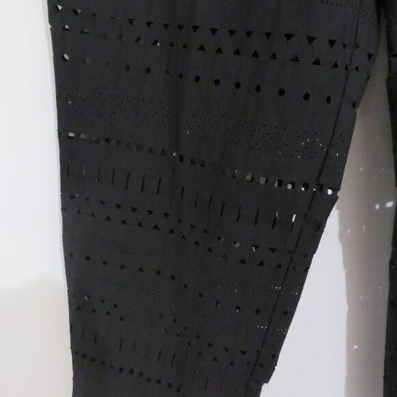 Piazza Sempione Women Sz 12 Black Audrey Laser Cut Hem Straight Cropped Pant - Picture 4 of 7